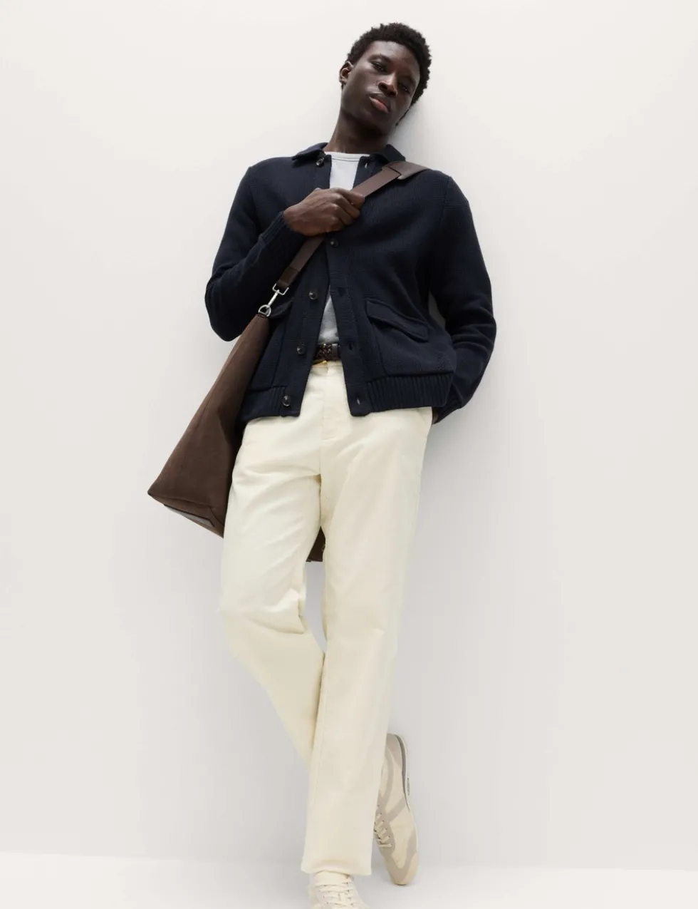 Pure Cotton Collared Knitted Jacket