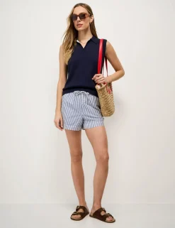 Pure Cotton Collared Knitted Vest
