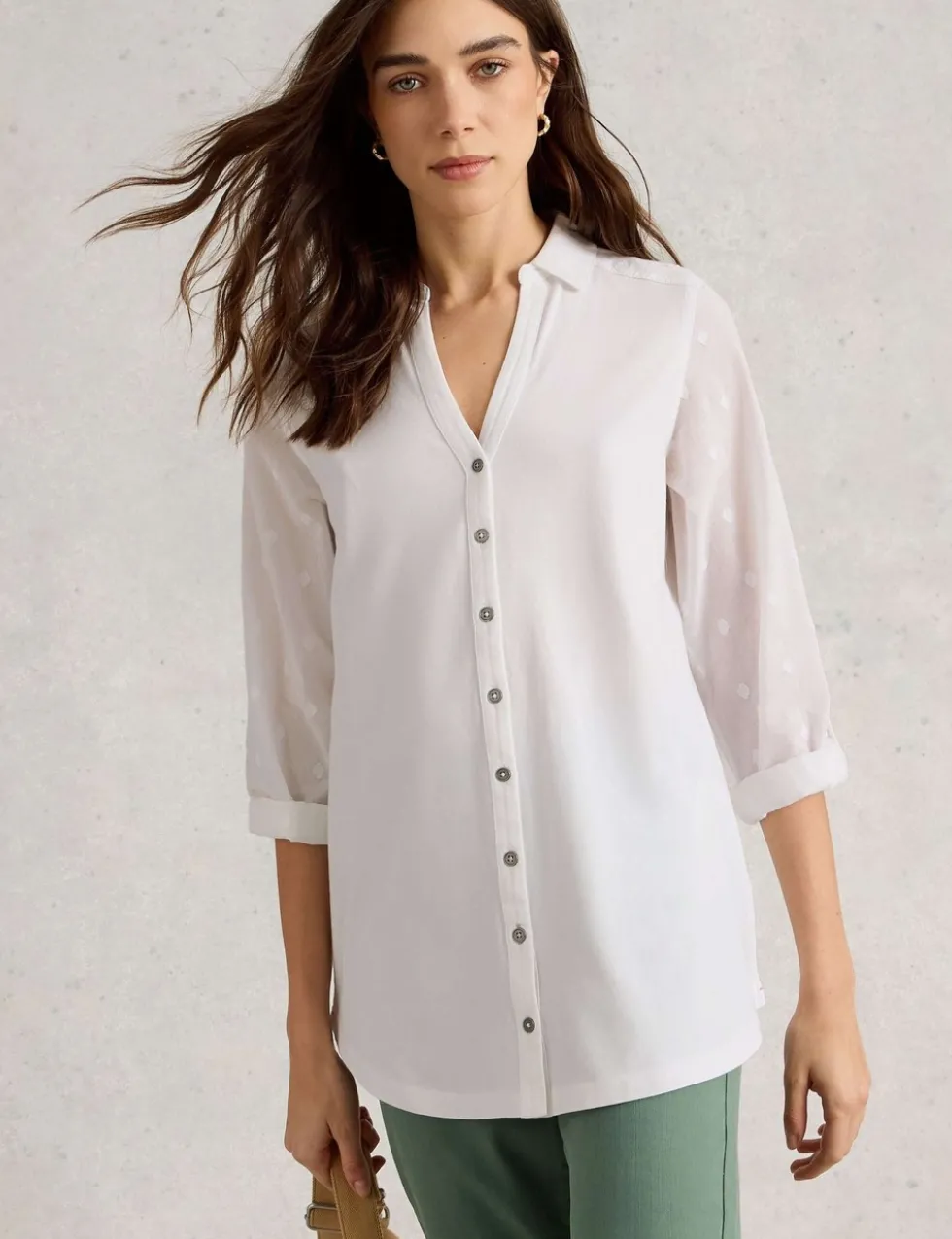 Pure Cotton Collared Longline Shirt