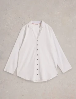 Pure Cotton Collared Longline Shirt