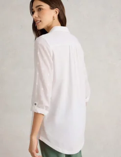 Pure Cotton Collared Longline Shirt