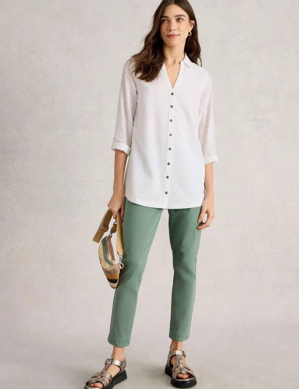 Pure Cotton Collared Longline Shirt