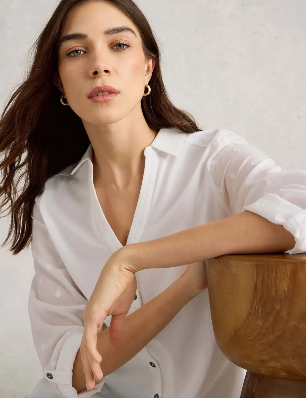Pure Cotton Collared Longline Shirt