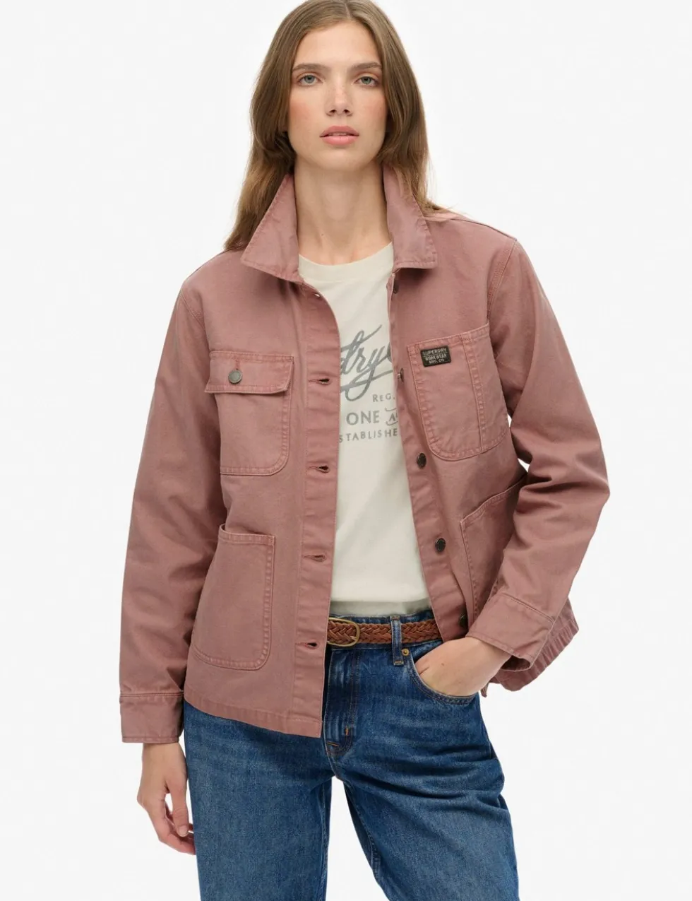 Pure Cotton Collared Relaxed Utility Jacket