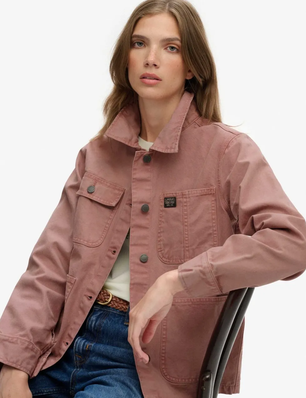 Pure Cotton Collared Relaxed Utility Jacket