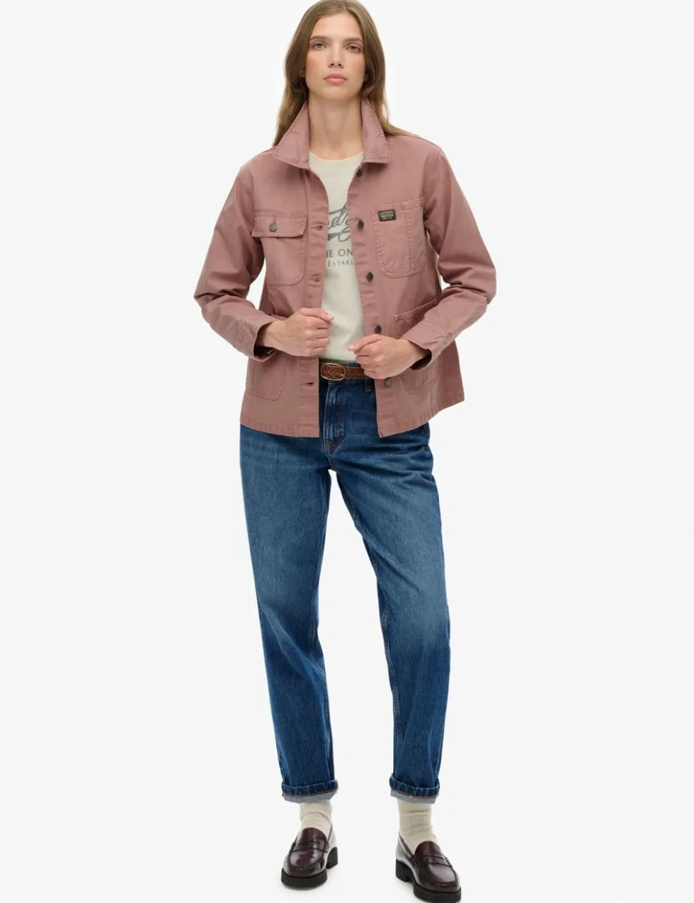 Pure Cotton Collared Relaxed Utility Jacket