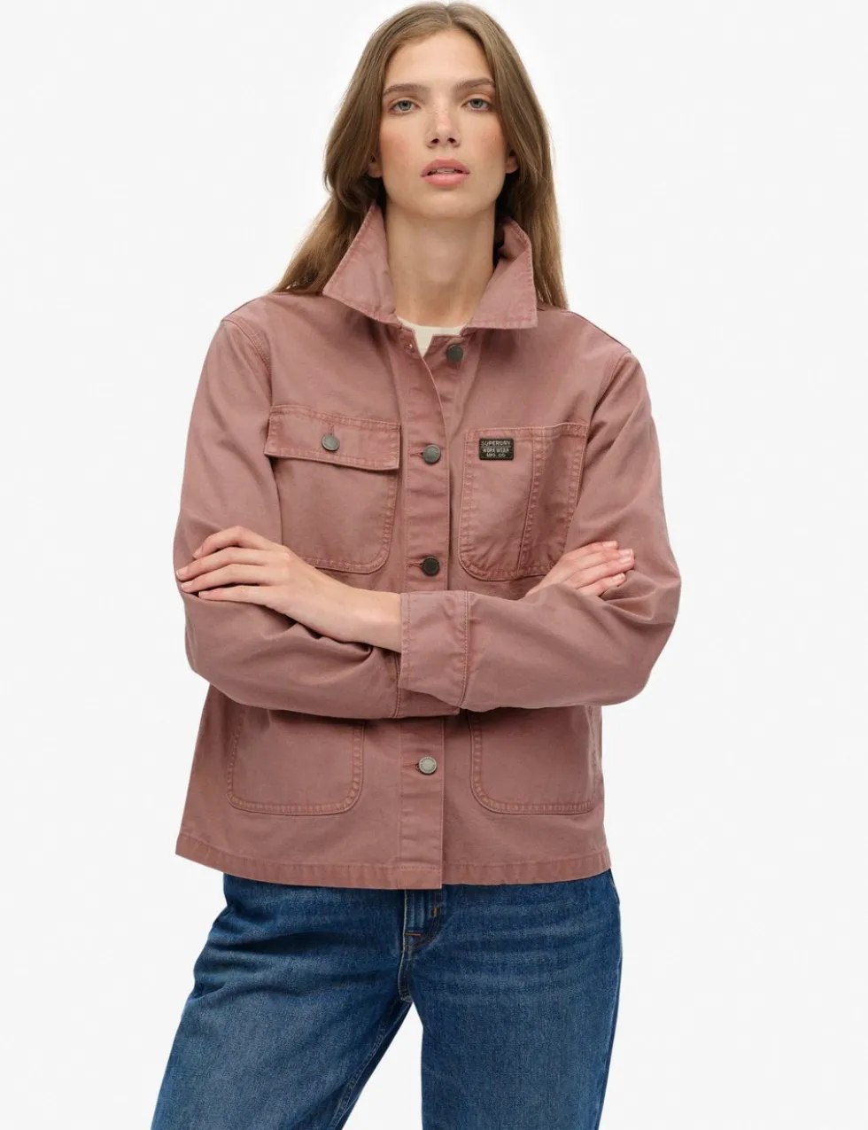 Pure Cotton Collared Relaxed Utility Jacket