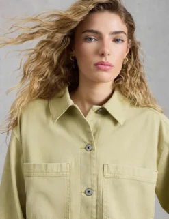 Pure Cotton Collared Shacket