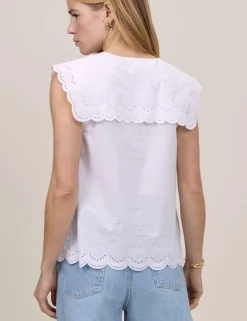 Pure Cotton Collared Sleeveless Blouse
