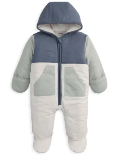 Pure Cotton Colour Block Lightweight Pramsuit (7lbs-12 Mths)
