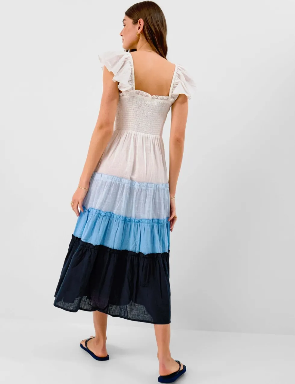 Pure Cotton Colour Block Midaxi Beach Dress