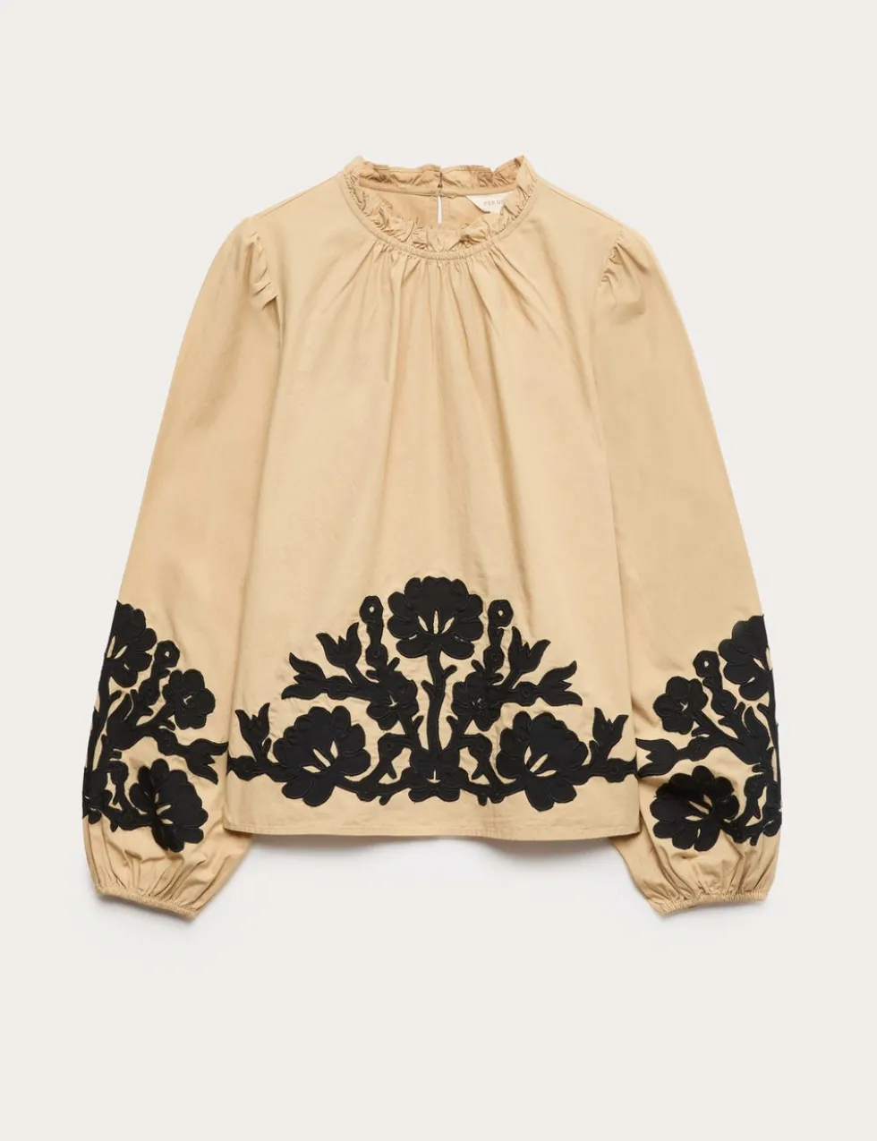 Pure Cotton Contrast Applique Blouse