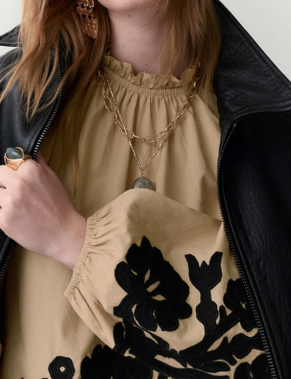 Pure Cotton Contrast Applique Blouse