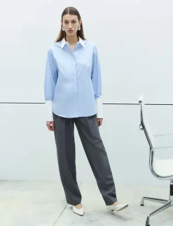 Pure Cotton Contrast Detail Oversized Shirt