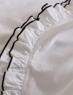 Pure Cotton Contrast Double Ruffle Bedding Set