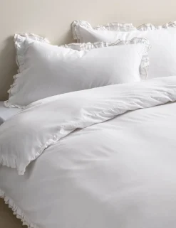 Pure Cotton Contrast Double Ruffle Bedding Set