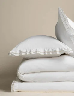 Pure Cotton Contrast Double Ruffle Bedding Set