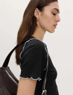 Pure Cotton Contrast Seam T-Shirt