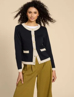 Pure Cotton Contrast Trim Cardigan