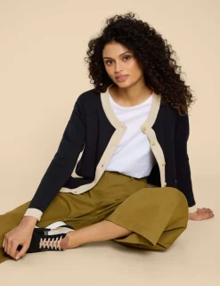 Pure Cotton Contrast Trim Cardigan