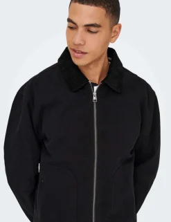 Pure Cotton Corduroy Collar Harrington Jacket