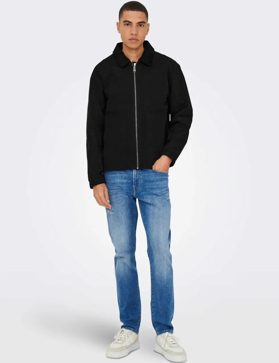 Pure Cotton Corduroy Collar Harrington Jacket