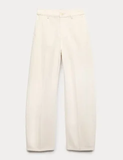 Pure Cotton Crease Front Barrel Leg Trousers