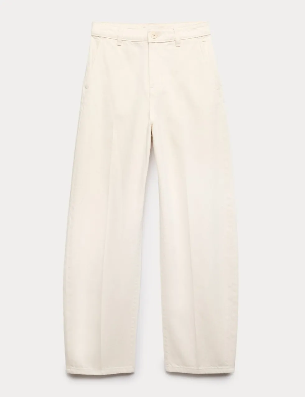 Pure Cotton Crease Front Barrel Leg Trousers