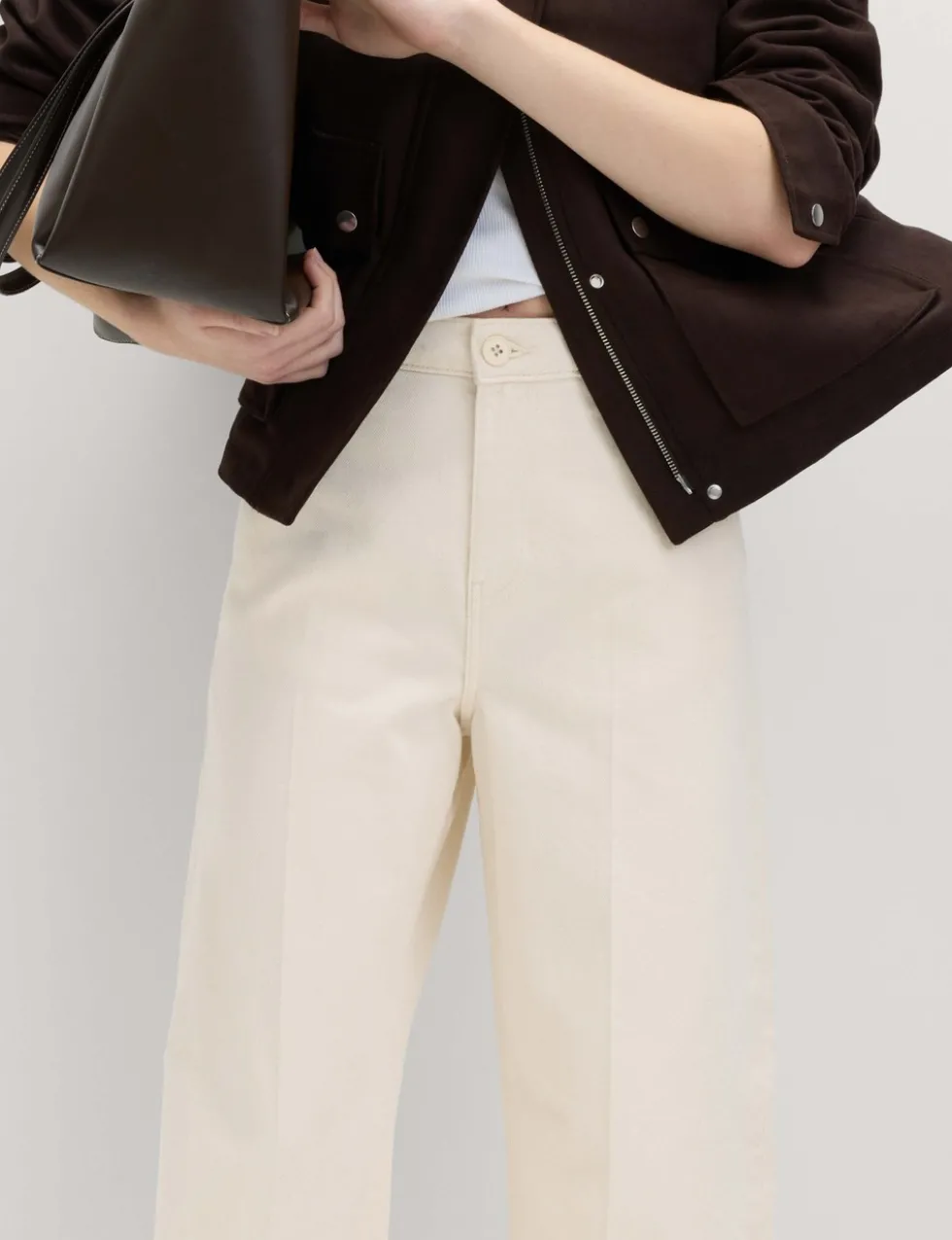 Pure Cotton Crease Front Barrel Leg Trousers