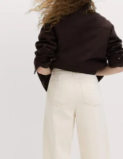 Pure Cotton Crease Front Barrel Leg Trousers