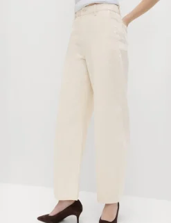 Pure Cotton Crease Front Barrel Leg Trousers