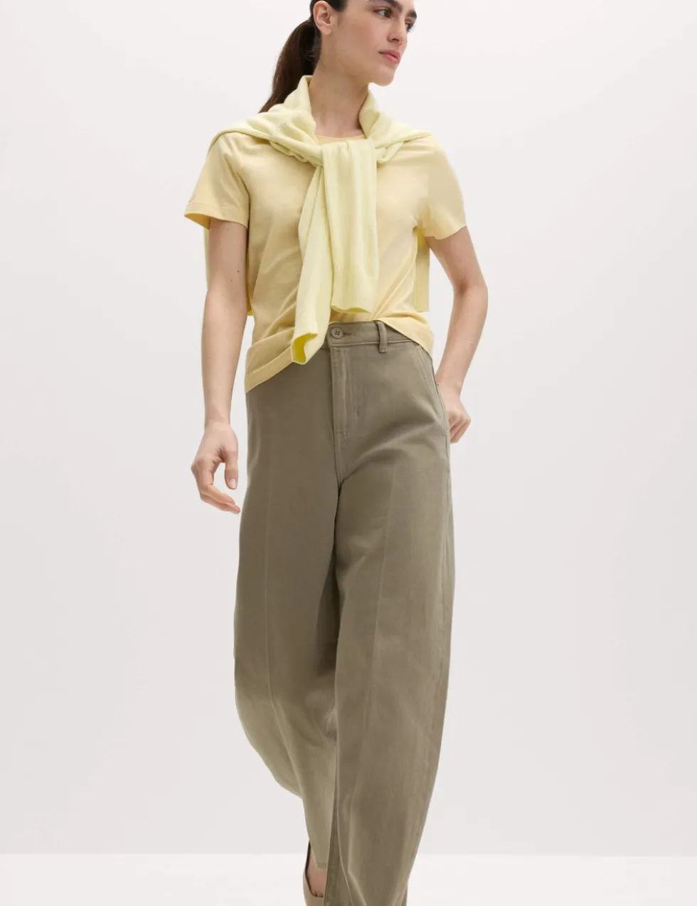 Pure Cotton Crease Front Barrel Leg Trousers