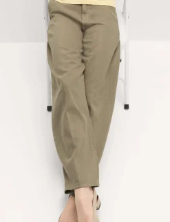 Pure Cotton Crease Front Barrel Leg Trousers
