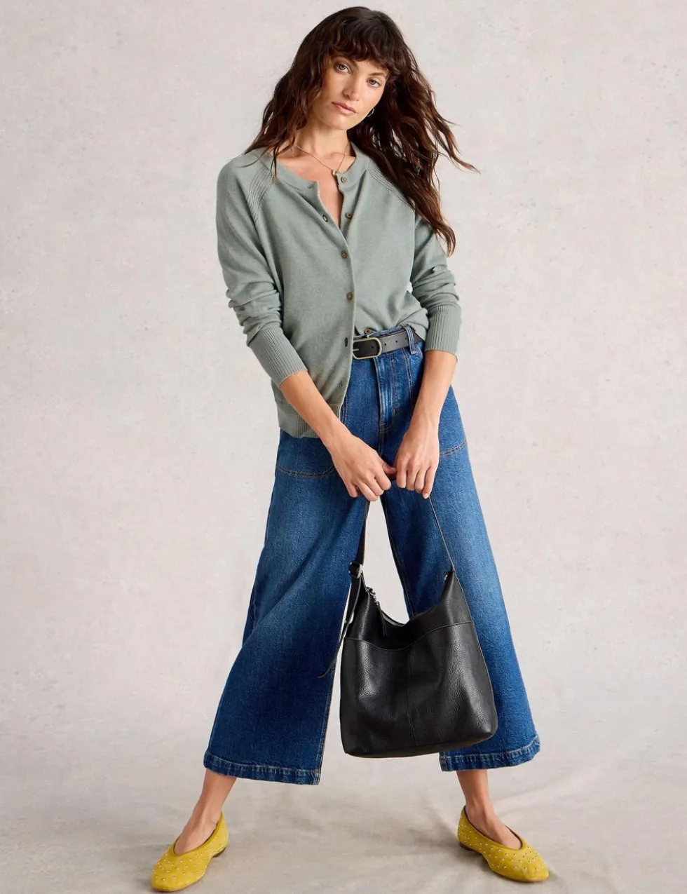 Pure Cotton Crew Neck Button Front Cardigan