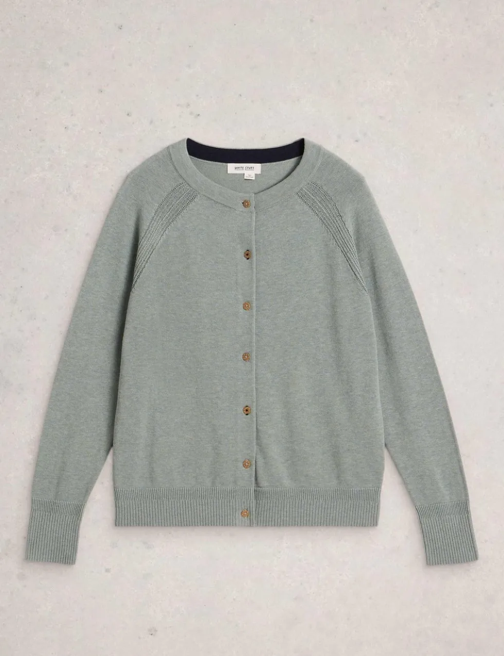 Pure Cotton Crew Neck Button Front Cardigan