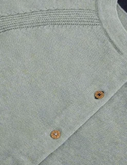 Pure Cotton Crew Neck Button Front Cardigan
