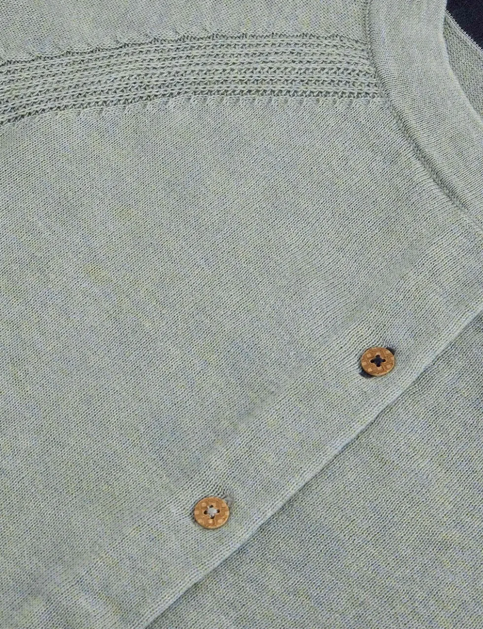 Pure Cotton Crew Neck Button Front Cardigan