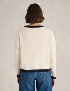 Pure Cotton Crew Neck Button Front Cardigan