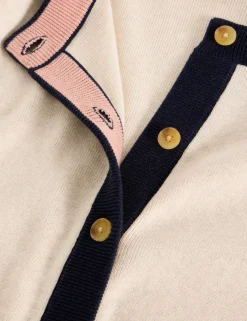 Pure Cotton Crew Neck Button Front Cardigan
