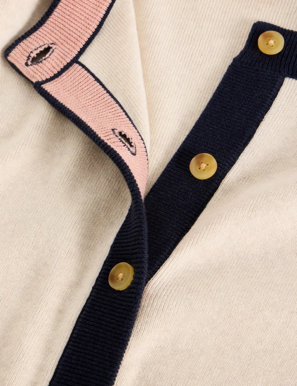 Pure Cotton Crew Neck Button Front Cardigan