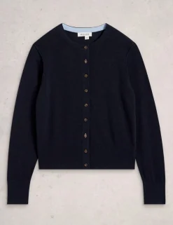 Pure Cotton Crew Neck Button Through Cardigan