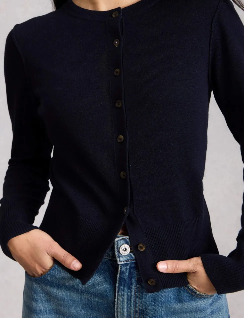 Pure Cotton Crew Neck Button Through Cardigan