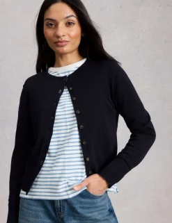 Pure Cotton Crew Neck Button Through Cardigan
