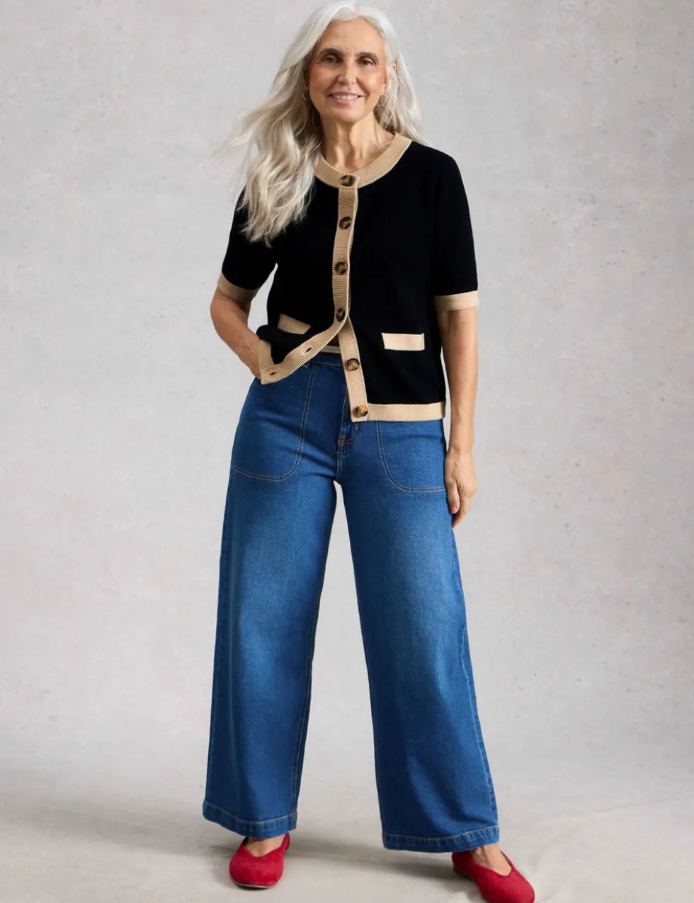 Pure Cotton Crew Neck Button Front Cardigan