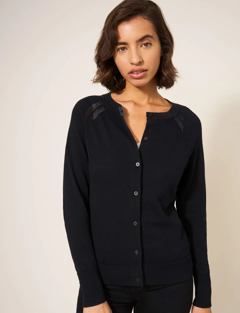 Pure Cotton Crew Neck Cardigan