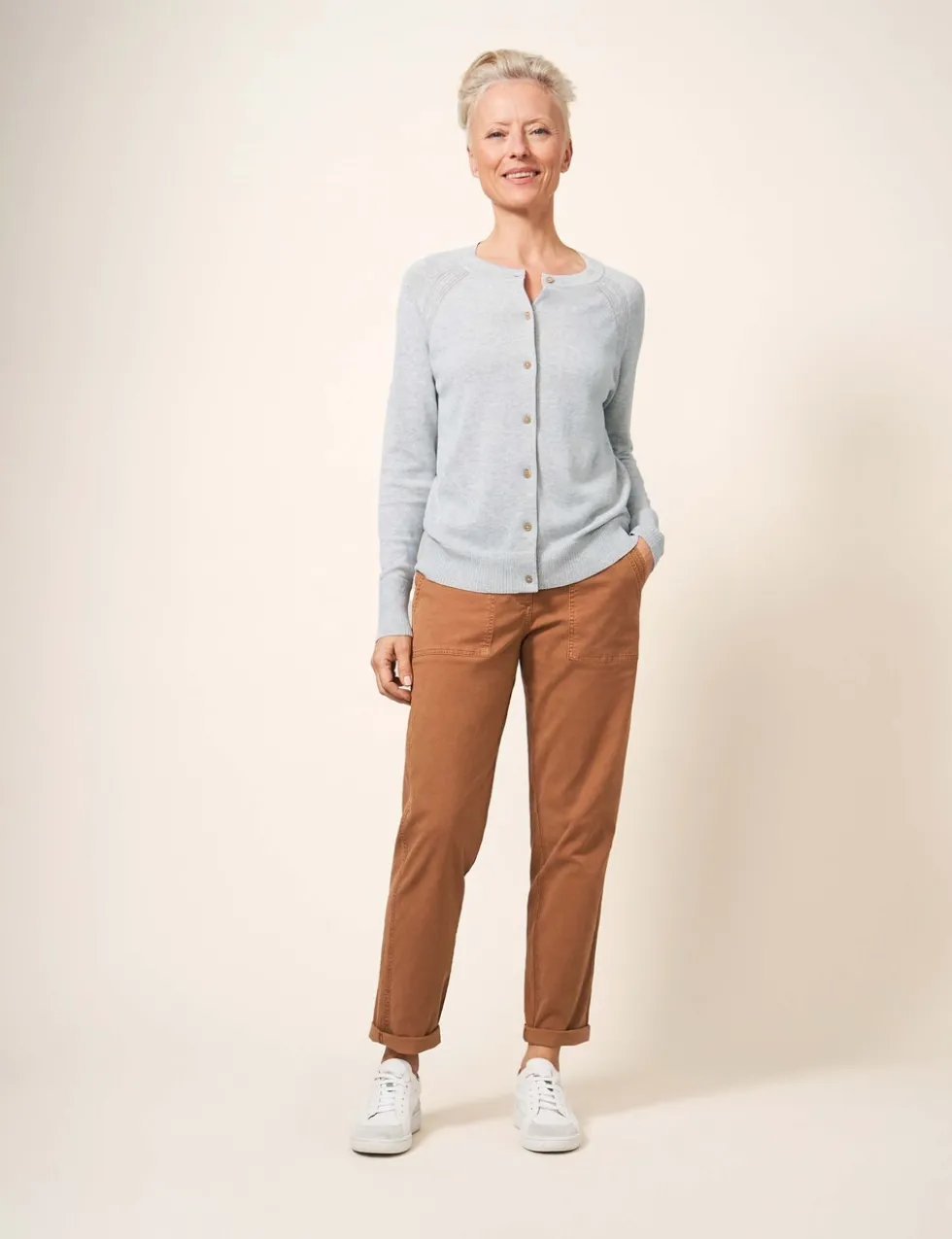 Pure Cotton Crew Neck Cardigan