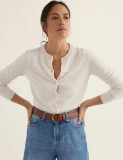 Pure Cotton Crew Neck Cardigan