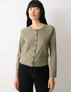 Pure Cotton Crew Neck Cardigan