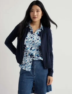 Pure Cotton Crew Neck Cardigan