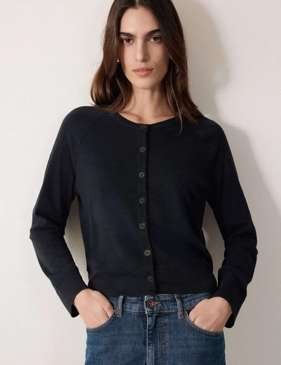 Pure Cotton Crew Neck Cardigan
